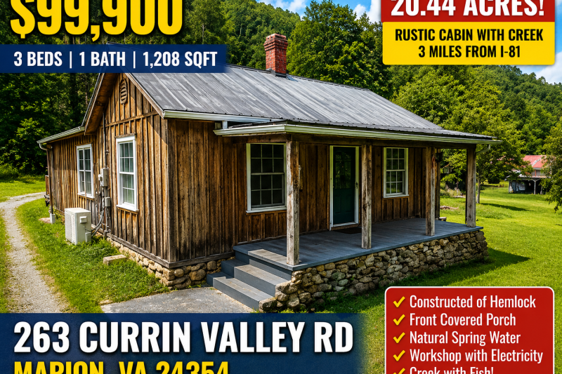 Rustic Cabin on 20.44 Acres in Marion, Virginia Listed for Just $99,900
